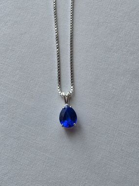 4/5ct Blue Lab Created Spinel Necklace